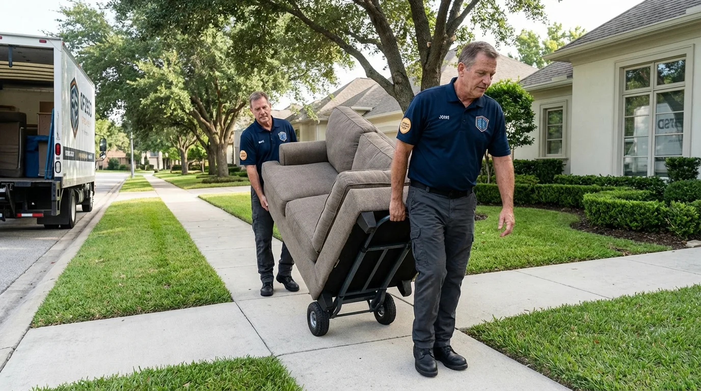 Local residential moving crew loading furniture in Jonesboro, LA